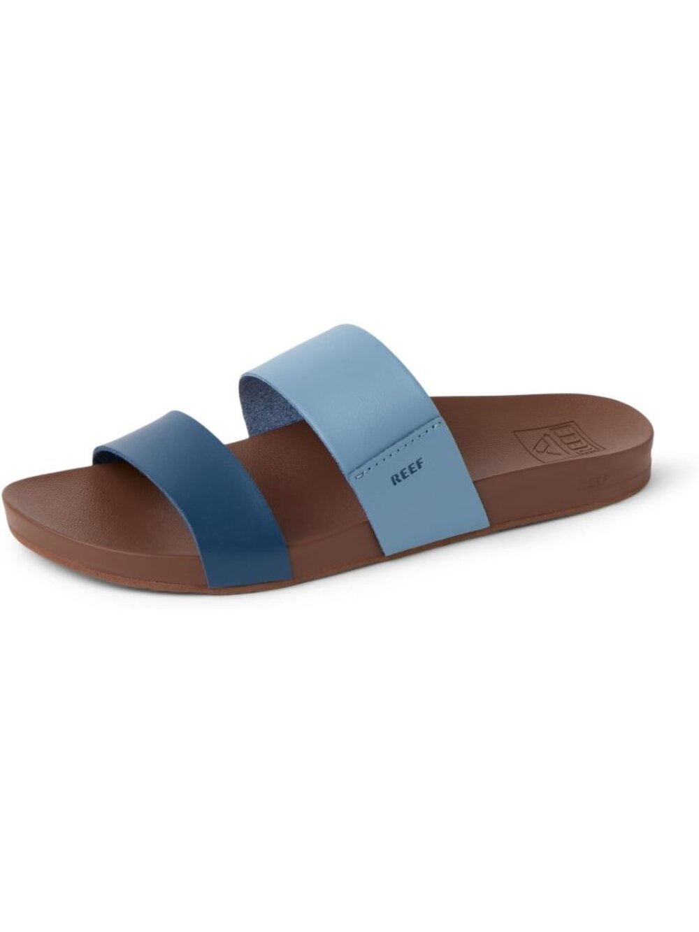 Women's Navy Duo Open-Toe Footwear Cushion Vista Solid Slide Rubber Sandal Shoes